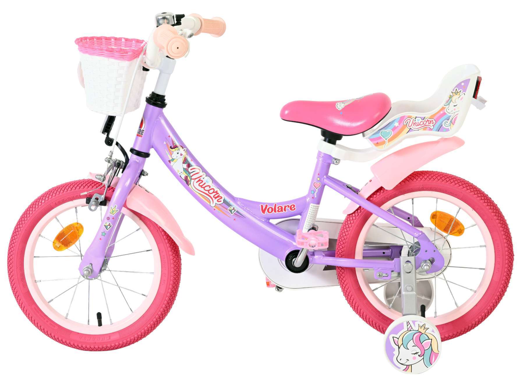 Volare | Meisjes Kinderfiets Unicorn, 14 inch, Paars - Afbeelding 7