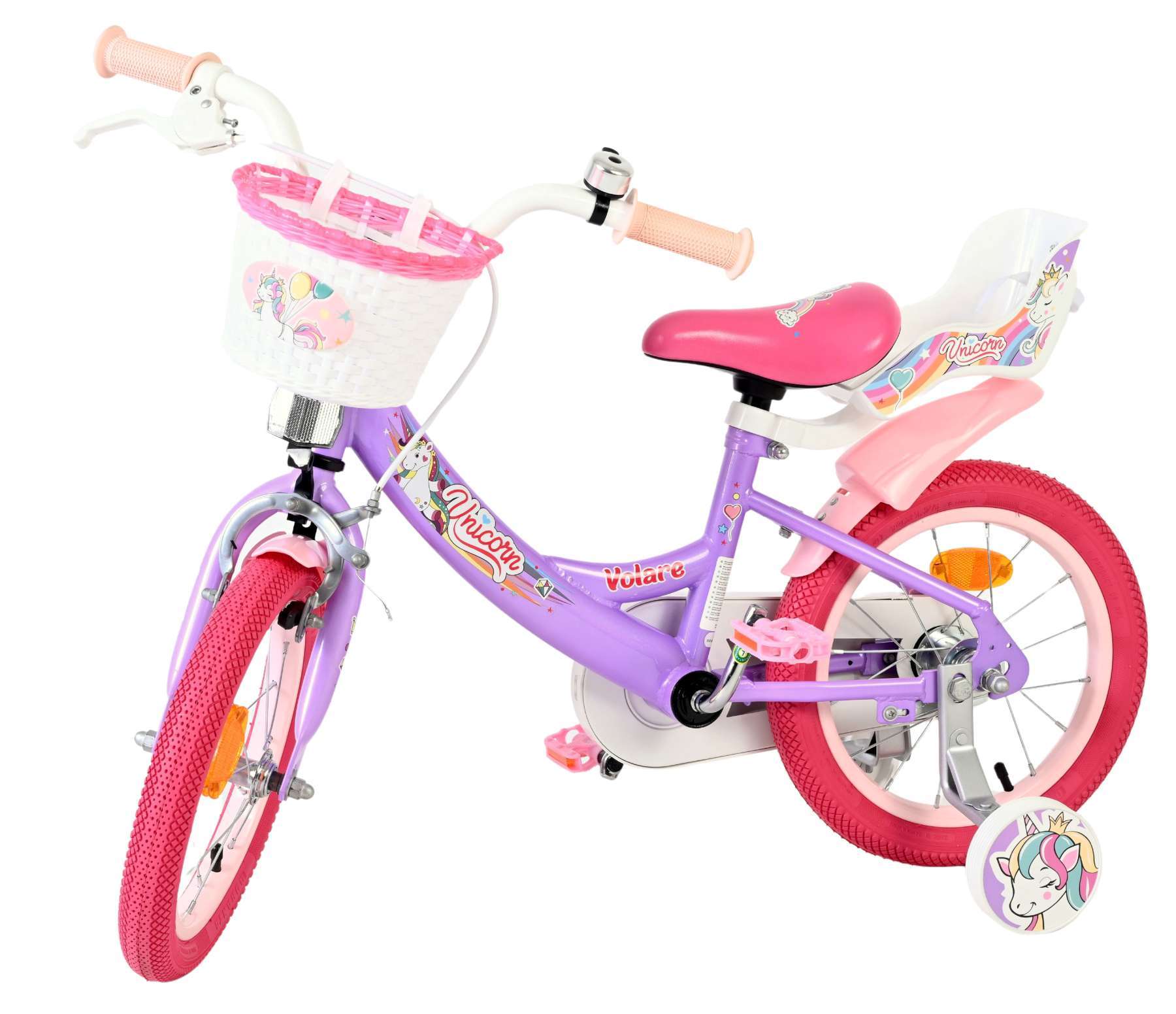 Volare | Meisjes Kinderfiets Unicorn, 14 inch, Paars - Afbeelding 8