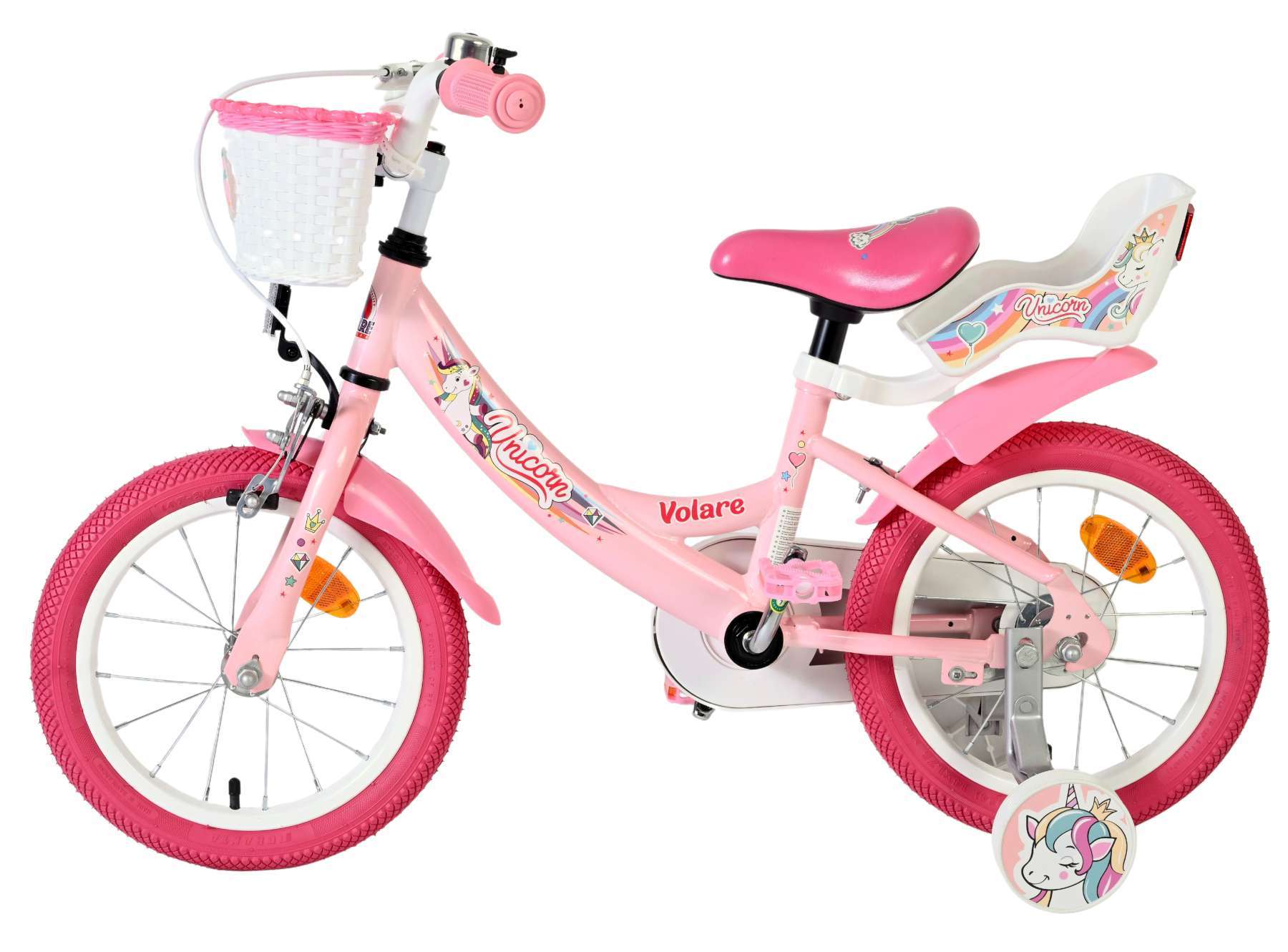 Volare | Meisjes Kinderfiets Unicorn, 14 inch, Roze - Afbeelding 7
