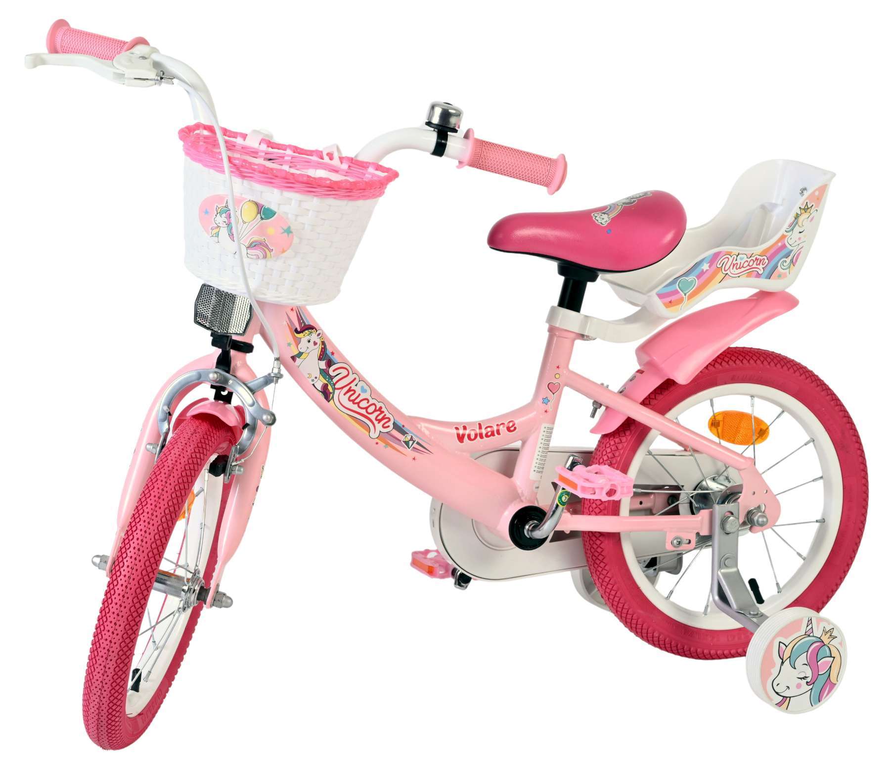 Volare | Meisjes Kinderfiets Unicorn, 14 inch, Roze - Afbeelding 8