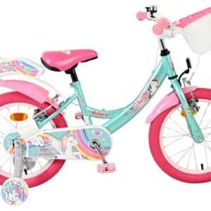 Volare | Meisjes Kinderfiets Unicorn, 16 inch, Groen, Twee Handremmen