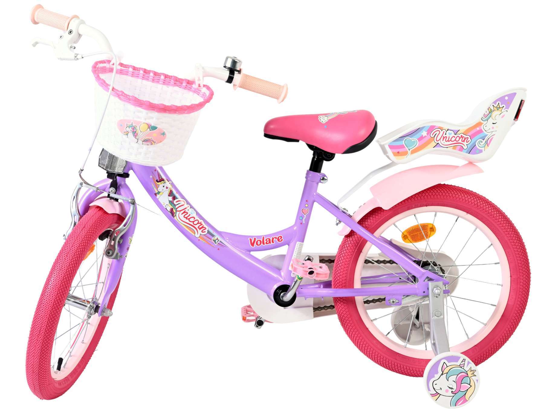 Volare | Meisjes Kinderfiets Unicorn, 16 inch, Paars - Afbeelding 8