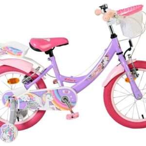 Volare | Meisjes Kinderfiets Unicorn, 16 inch, Paars, Twee Handremmen