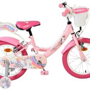 Volare | Meisjes Kinderfiets Unicorn, 16 inch, Roze, Twee Handremmen