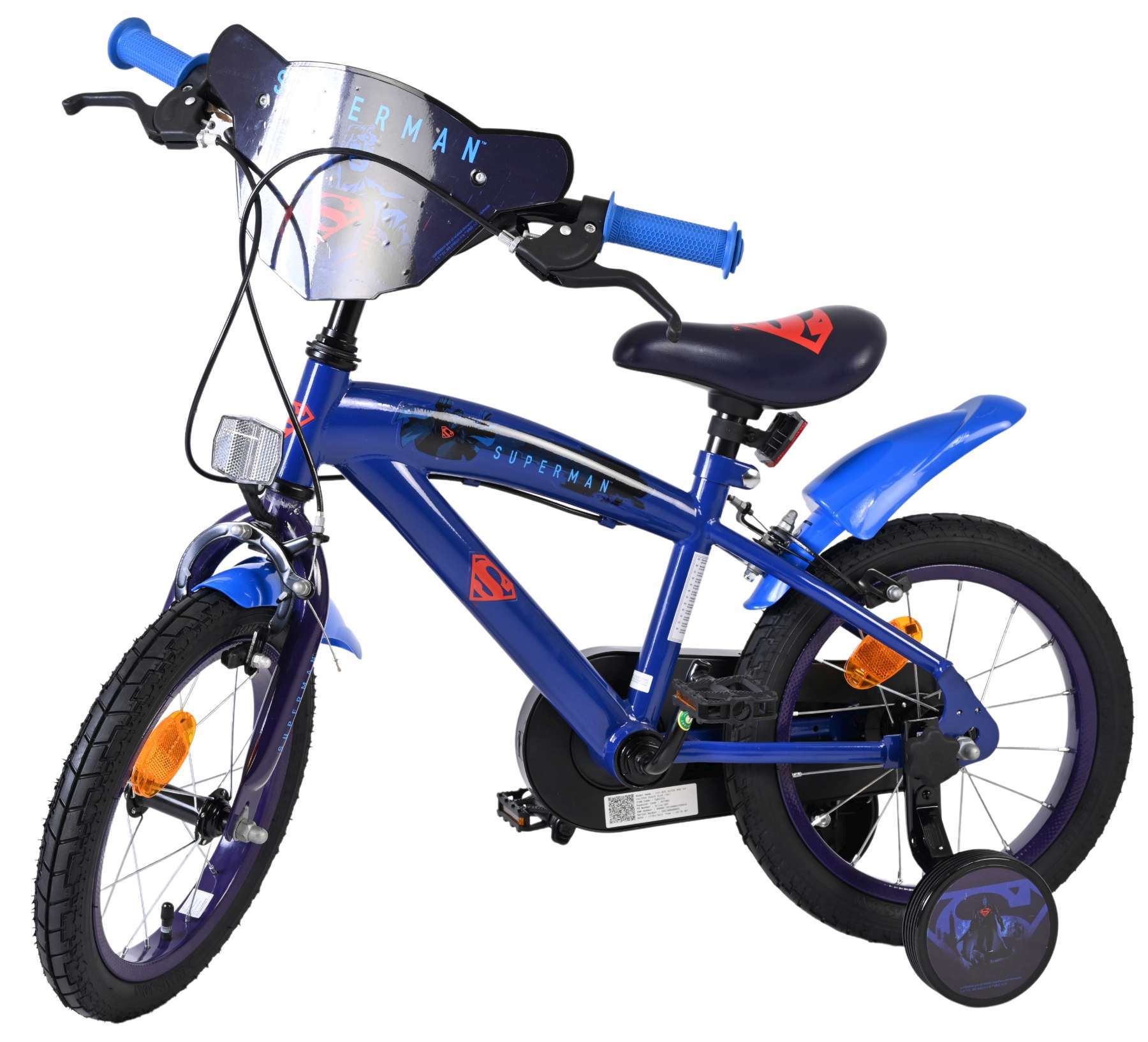 Warner Bros | Jongens Kinderfiets Superman, 14 inch, Blauw, Twee handremmen - Afbeelding 7